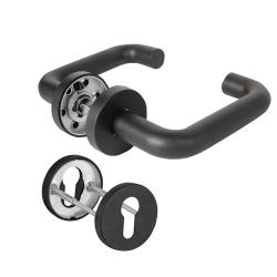 Комплект Fuaro (Фуаро) дверных ручек с накладками под цилиндр FR.DH57.0219 NE (DH-0219 NE) 9x140 мм, BL-24 черный