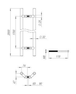 Ручка-скоба Fuaro (Фуаро) PULL.PH32/2000.45 INOX 304