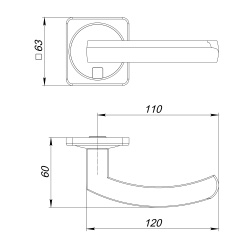 Ручка Fuaro (Фуаро) раздельная K.MSC62.MOSAIC CP-8 хром, квадрат 170 мм