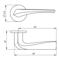Ручка Armadillo (Армадилло) раздельная R.URS52.FLAME (FLAME URS) BL-26 черный