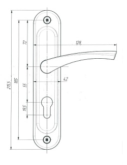 Ручка дверная Zenit (Зенит) на планке РФ1-55.17 (медь)